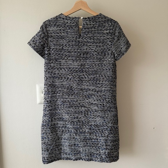 CeCe Tweed Shift Dress Metallic Blue Black White Size 0 - Picture 7 of 9